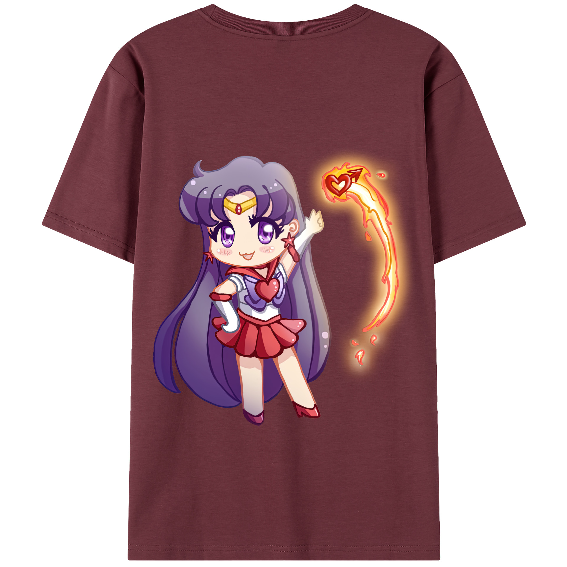 （画像用） 美少女戦士セーラームーン 火野レイ ひの レイ Sailor Moon Hino Rei （セーラーマーズ,Sailor Mars） 綿100％半袖Tシャツ（背面プリント）